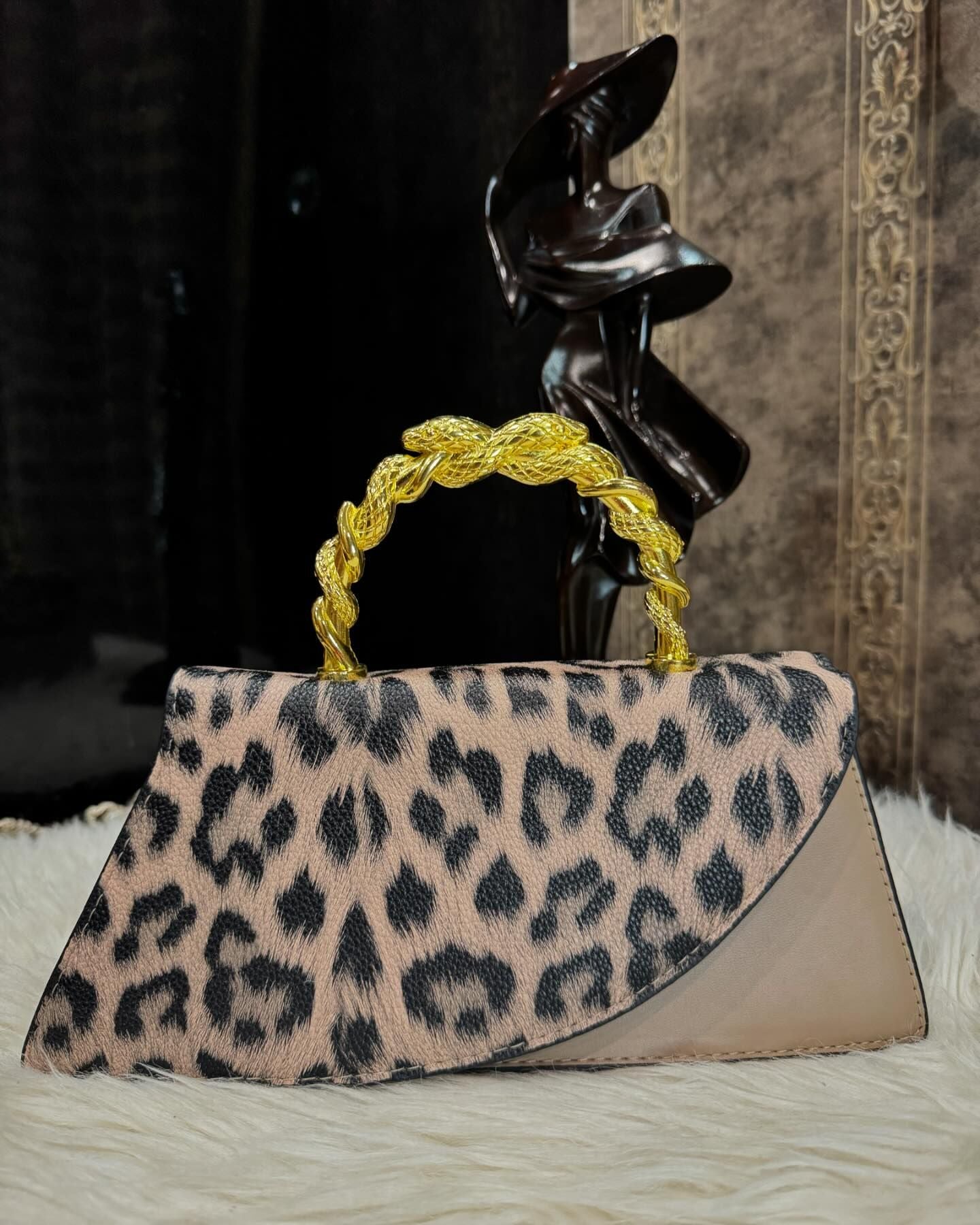 Animal Print Leopard Print Handbags BB05 Red - Main Image
